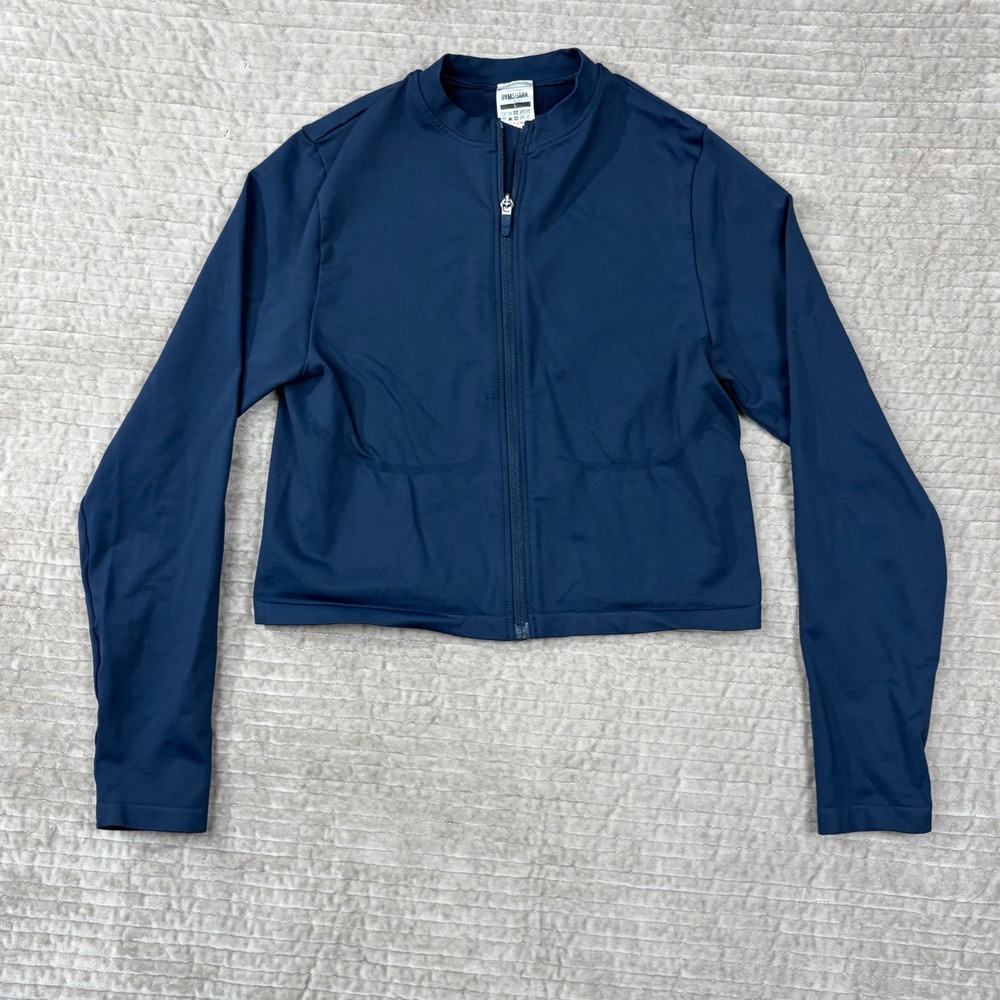 Gymshark Training Cropped Zip Up Jacket Navy Blue Womens Large B1B7P-UB9P-L-CK1